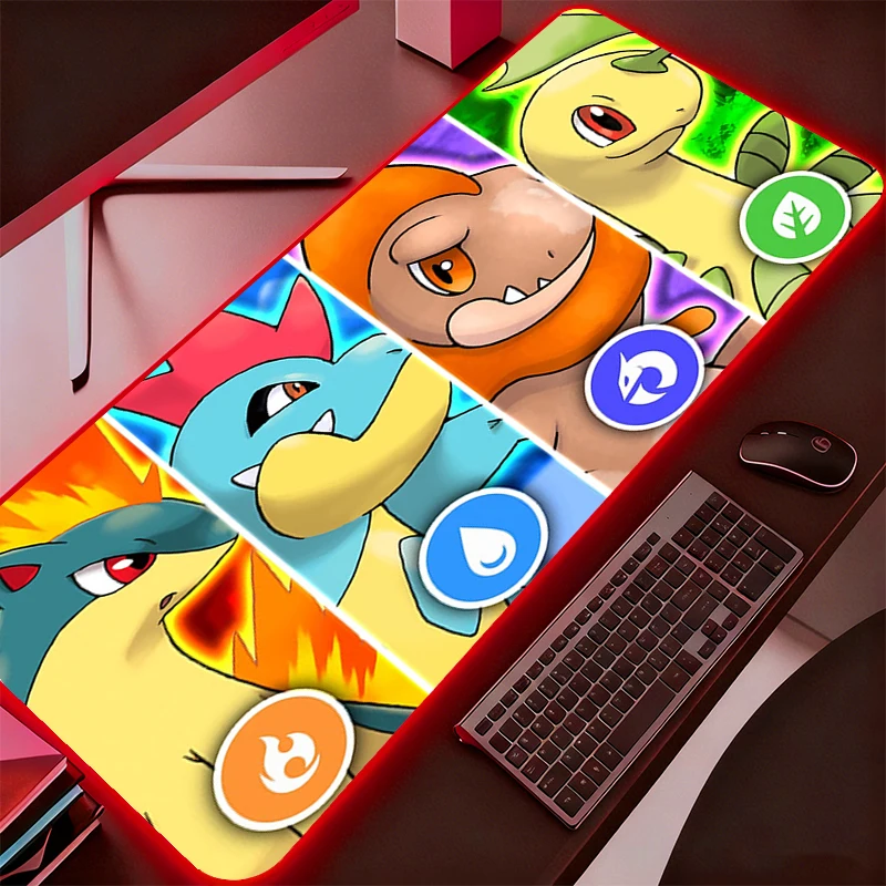 Backlight Pokemon Pikachu Mouse Pad Gamer Desk Mat PC Computer Anime RGB Mousepad Keyboard Gaming Accessories Mausepad