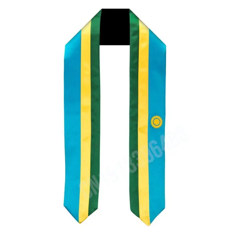 

Rwanda Flag Scarf Top Print Graduation Sash Stole International Study Abroad Adult Unisex Party Accessory