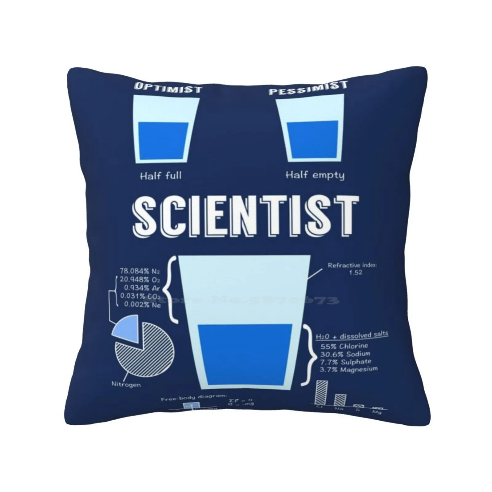 Optimist... Pessimist... Scientist! Soft Comfortable Pillowcase Optimist Pessimist Optimism Pessimism Scientific Joke Funny