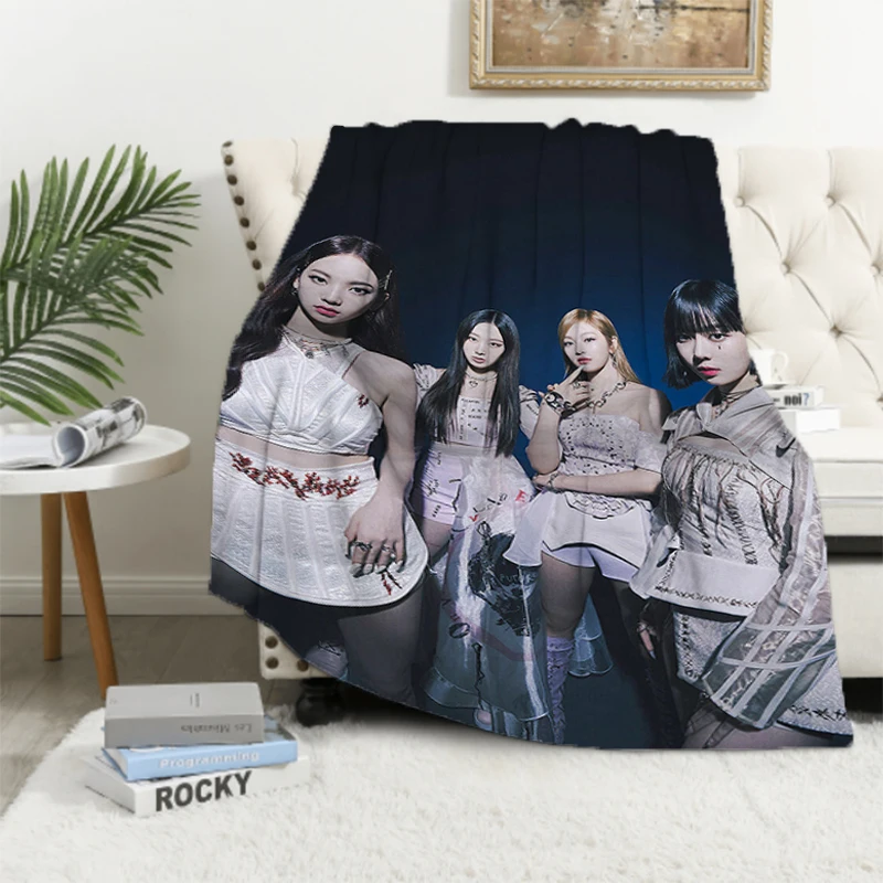 

Kpop A-Aespa Movie Custom Blanket Fluffy Bed Blankets for Decorative Sofa Microfiber Bedding Catnap Knee Throw Fleece Soft Nap