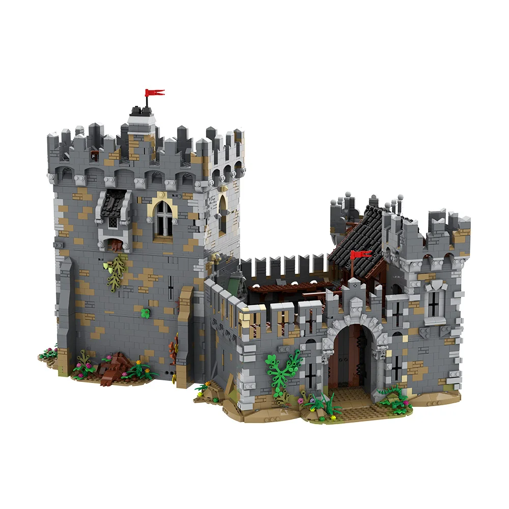 MOC Medieval Lions' Castle Modular Building Blocks Kingdom Enclosure Walls Tower Defense Architecture Brick Toys Adult Gift