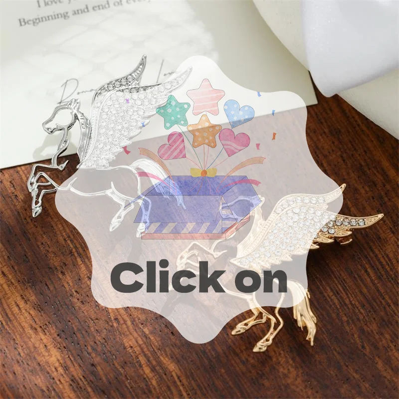 Fashion Rhinestones Alloy Horse With Wings Brooch Zodiac Pony Pins Women Men Clothing Accessory Suit Lapel Corsage New Year Gift