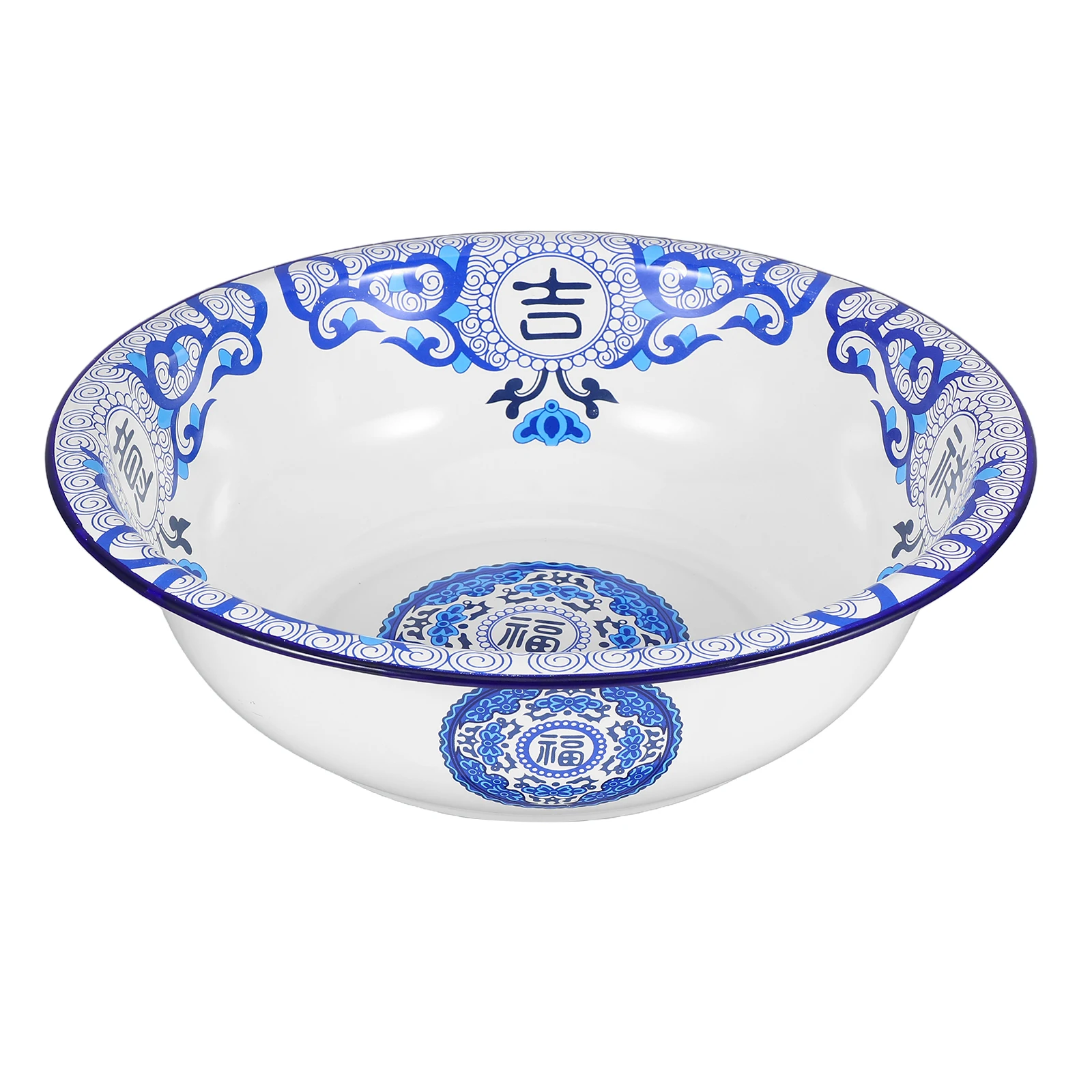 

Vintage Enamel Mixing Bowl Large Capacity Dough Kneading Soup Serving Kitchenware Laundry Washing Basin