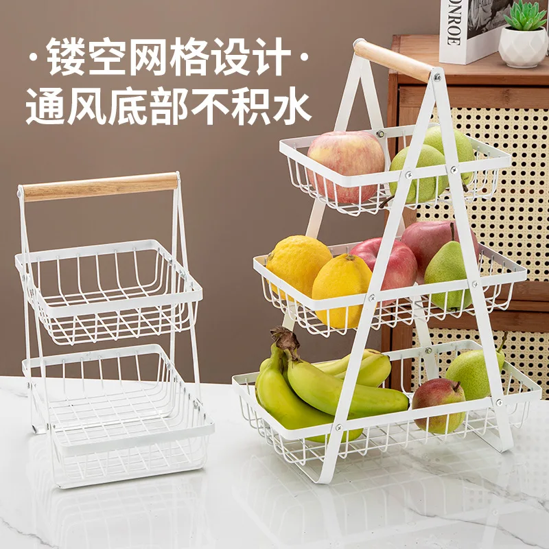 Shelf creative multi-layer hollow grid fruit basket home living room dried fruit snack storage rack