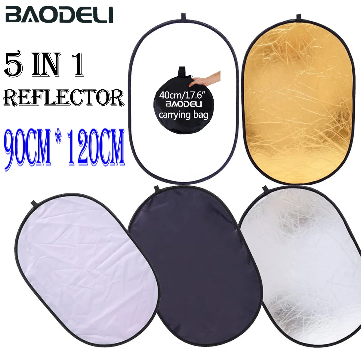 90x120cm 5 in 1 Portable Collapsible Light Oval Photography Reflector for Studio Multi Photo Outdoor studio reflector