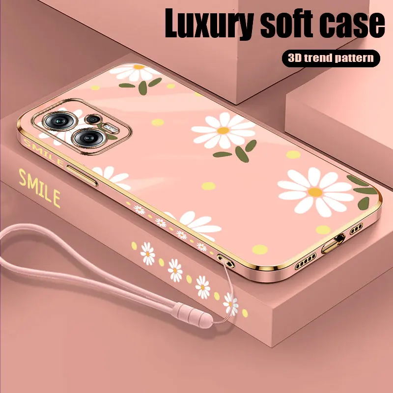 White Flower Fasion Plating Case For VIVO Y02  Y15S Y16 Y17S Y21 Y22S Y72 Y75 Y76S Y77 Y78 Y79 IQOO Z7 Z7X 5G Soft Girl Cover