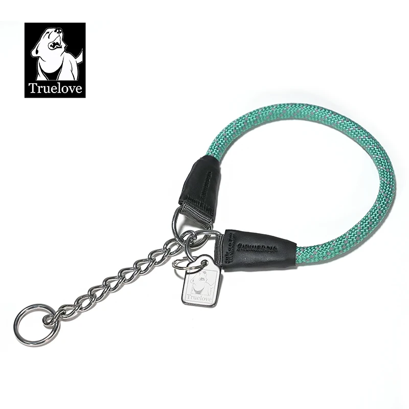 Truelove Haustier-P-Kette, Nylon-Hundehalsband, Edelstahlkette, zugfest, reflektierend, dekorativ, explosionsgeschützt, zum Gehen, TLC5373