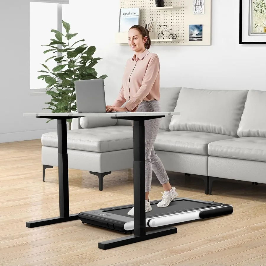 Tappetino da passeggio Installazione gratuita 2 in 1 Tapis roulant sotto la scrivania con monitor LED App intelligente Telecomando e altoparlante Bluetooth Folda