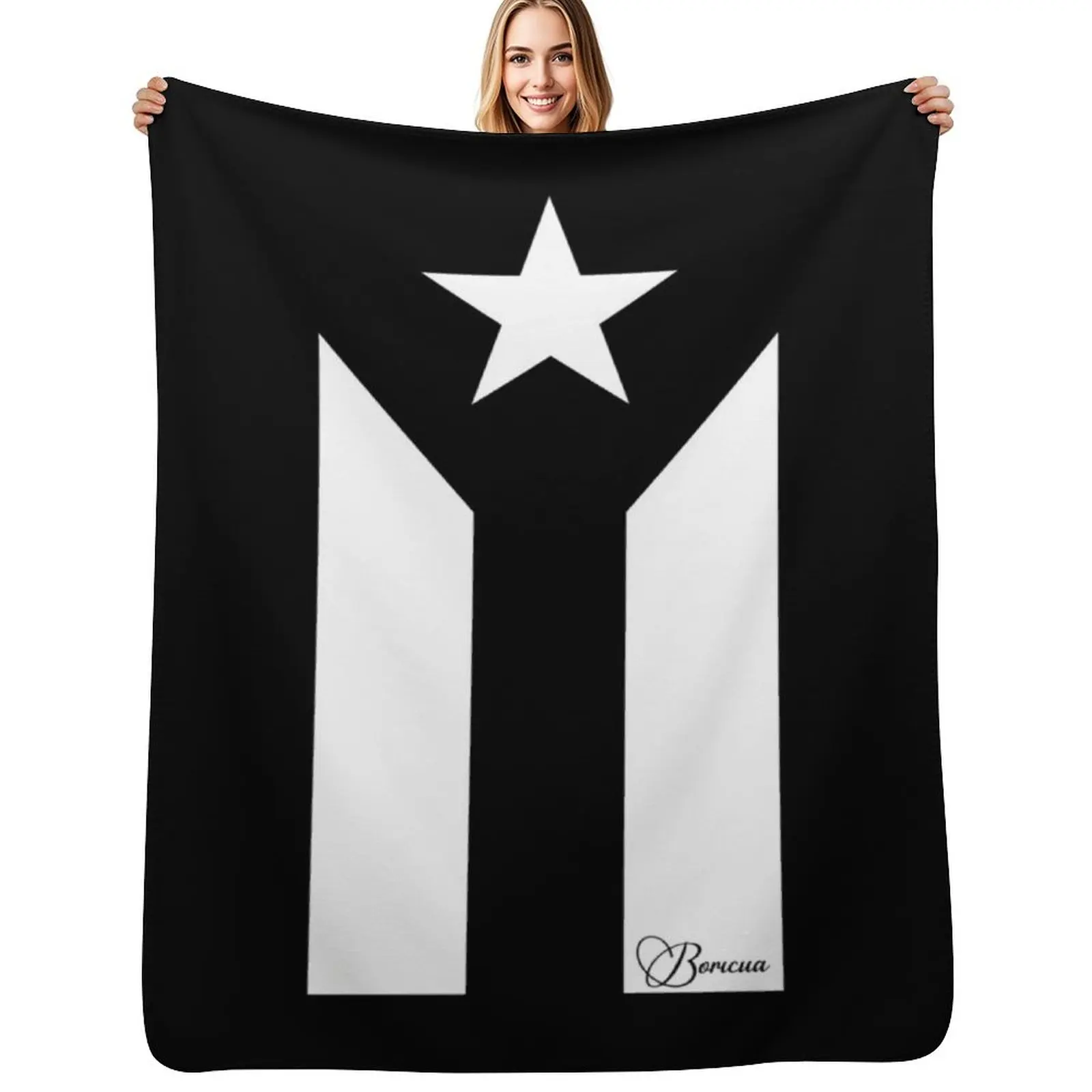 

Black Puerto Rican Flag Throw Blanket Heavy Hair Sofa Multi-Purpose Blankets