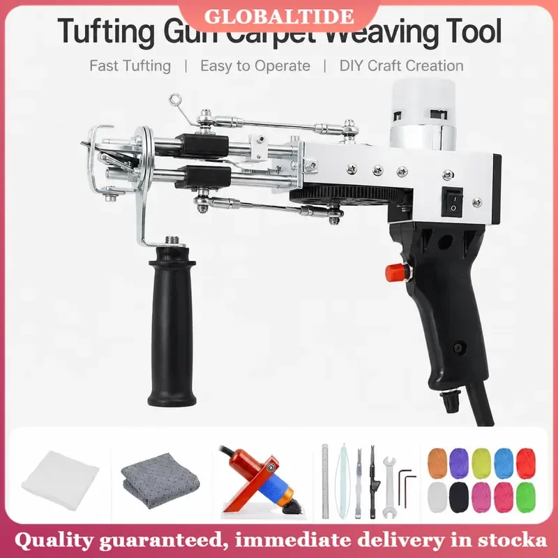 2 in 1 Tufting Gun Electric Carpet Weaving Machine Cut Loop Pile DIY Rug Making Kit Knitting Flocking Tool for Tapestry Craft