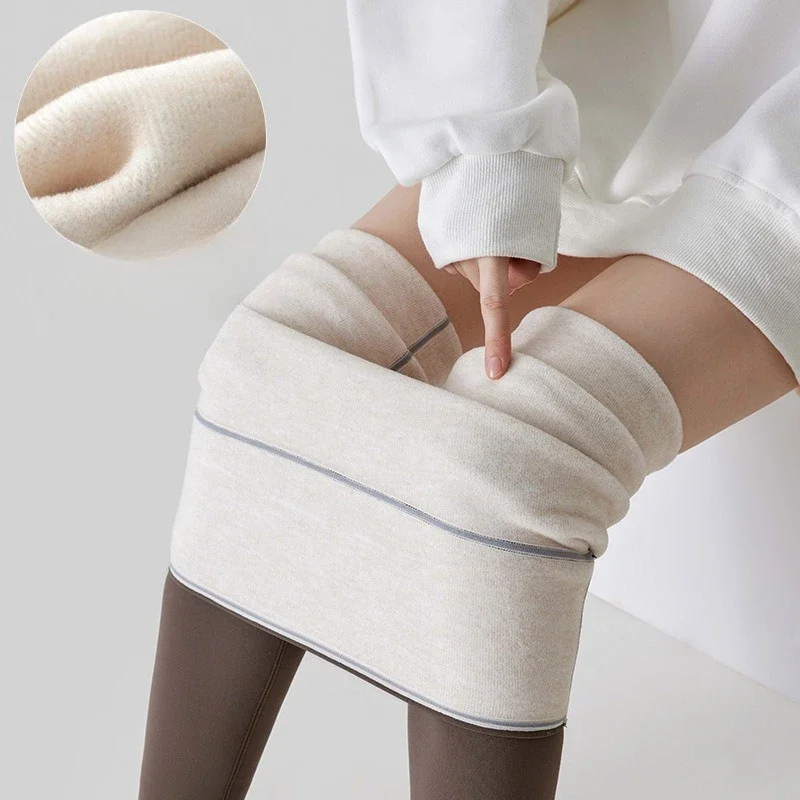Winter Thermal Leggings Women Warm Sexy Elastic Translucent Pantyhose Female Fleece Thermal High Waist Slim Thicken Tight Pants