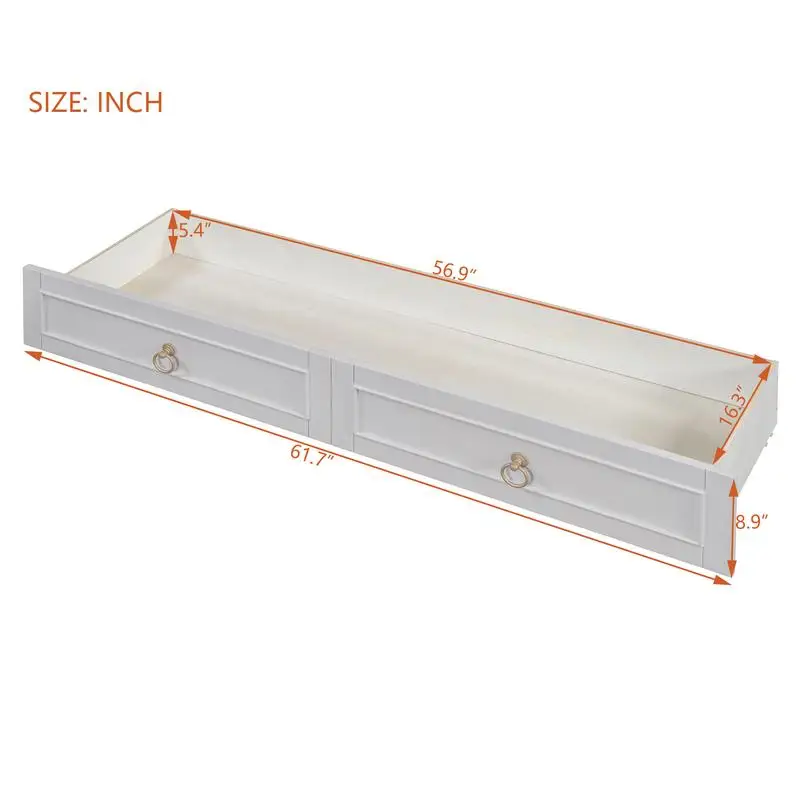 سرير كوين ميرفي بأدراج كبيرة، لمسة نهائية بيضاء وتصميم أنيق #4