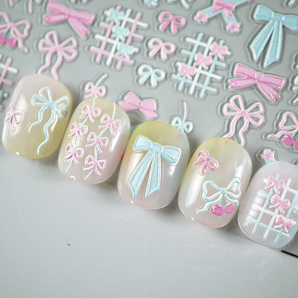 

Vibrant Dopamine Nail Stickers with Colorful Bows – Fun Nail Art for Summer DIY Manicure