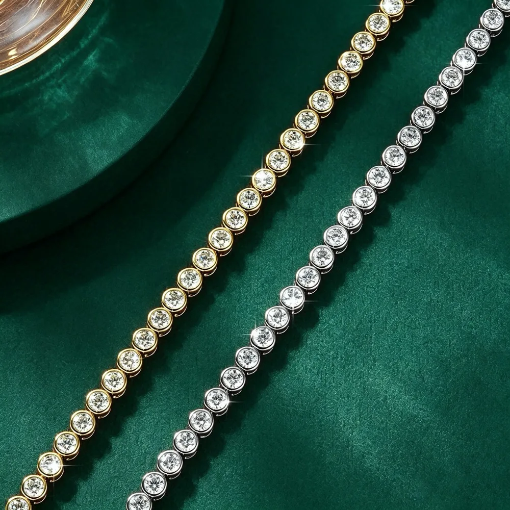 Lnngy 3MM 0,1CT Moissanit-Tennisarmband für Damen, exquisites 14K Gold gefülltes rundes Bubble-Lab-Diamant-Armband, Schmuck – Detail 2