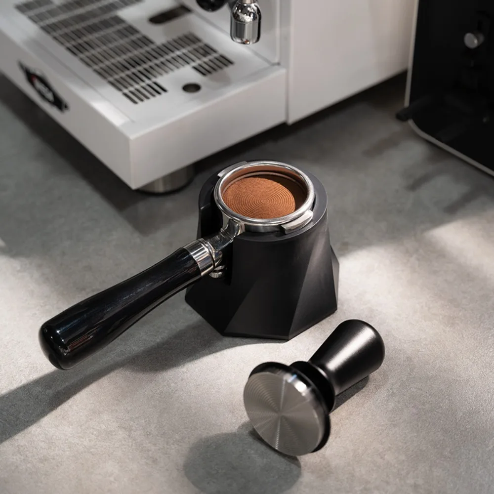 

Black Coffee Tamper Holder Spiral Pattern Height Adjustable Coffee Tamper Base Non-Slip Bottom Universal