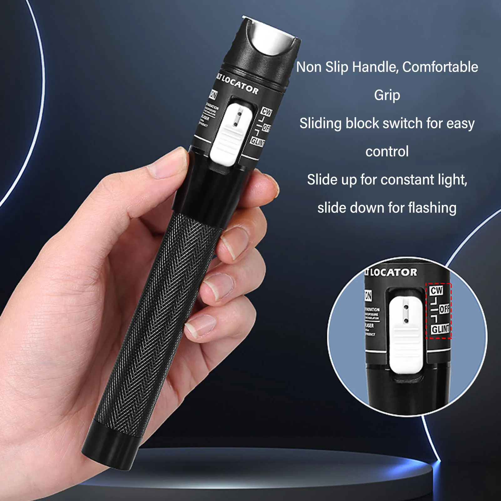 80km Visual Fault Locator Less Interference Fiber Optic Test Pen Non Slip Handle 80MW 650nm±10nm Output for Cable Maintenance