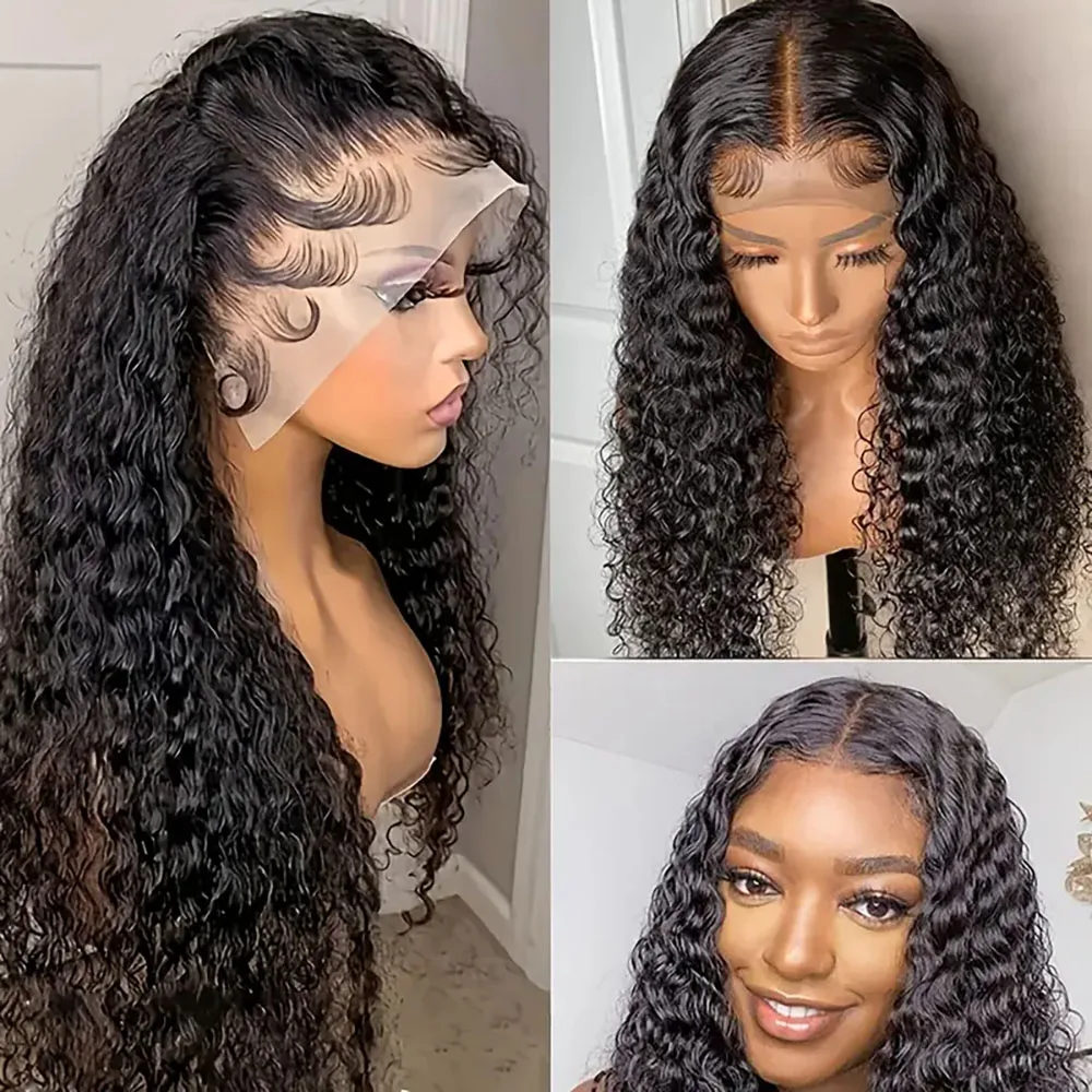 موجة المياه شعر بشري أسود طبيعي الباروكات للنساء 200% الكثافة 13x4 الدانتيل الجبهة الباروكات قبل قطعها شعر الطفل حولها