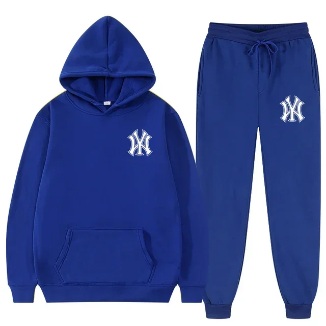 Men Autumn‑Winter 2‑Piece Tracksuit Hoodie & Jogger Pants Loose Comfort Casual Streetwear Outfit for Outdoor Sports Daily Wear