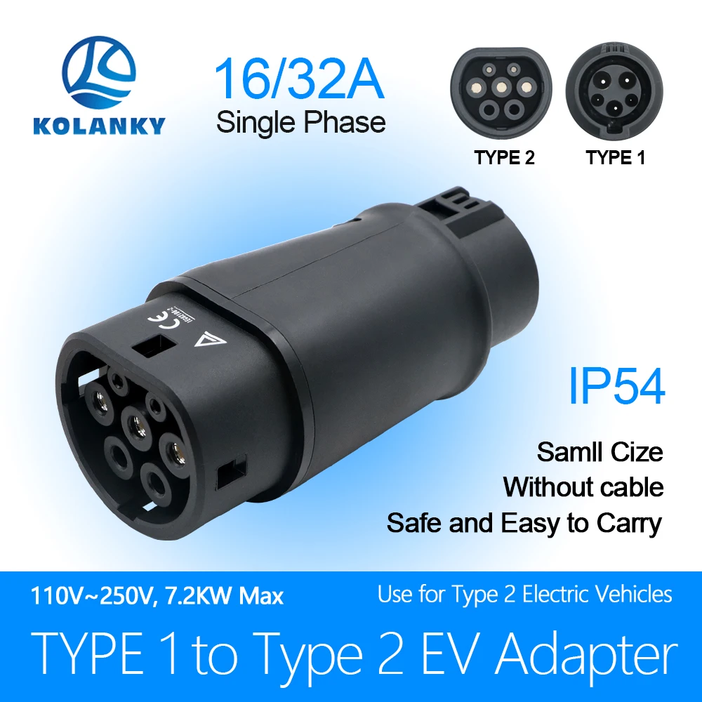 

EV Charger Adaptor 16A 32A SAE J1772 Socket Type 1 to Type 2 Converter for type 2 Eletric Vehicles Charging