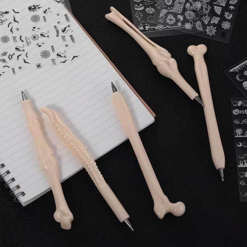Randomly Selected 30 Bone Pens with Patterns, Creative and Realistic Bone-Shaped Ballpoint Pens, and Skull Finger Design