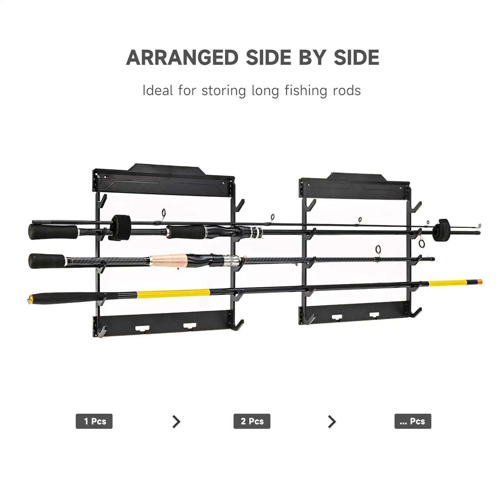 Fish Rod Holder Horizontal Space-Saving Organizer Garage Fishing Rod Holder For Gear Tool Equipment Home Apartment Basement