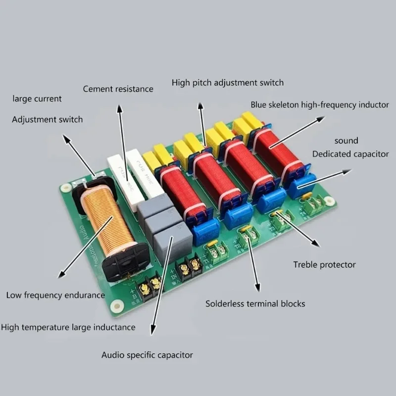 HiFi Frequency Divider 5-Channel 1000W for DIY Home Theater Speaker Treble Bass