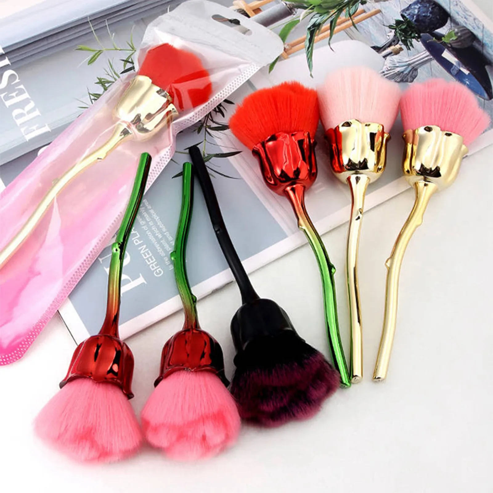 ‌ Pincel de maquiagem rosa, grande, cerdas macias, pó, ferramenta de beleza, pincel de base de maquiagem profissional para salão de beleza doméstico