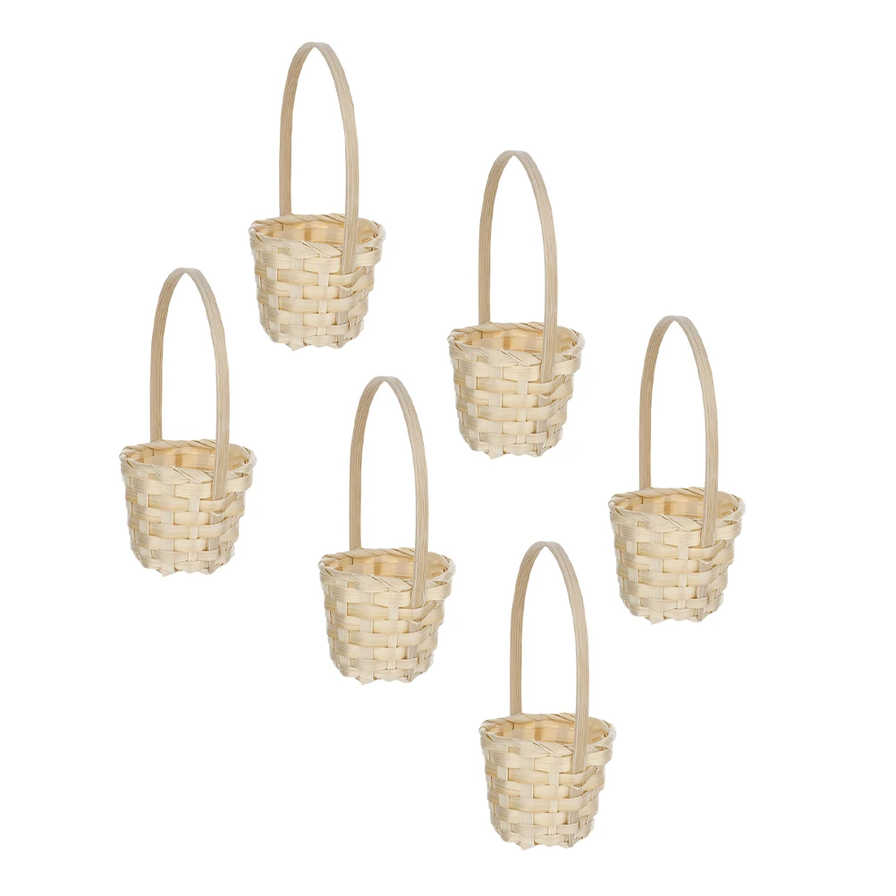 

6pcs Mini Woven Handmade Storage Baskets for Candy Gifts Nuts Small Favors Decorative Baskets Reusable House Farmhouse Style