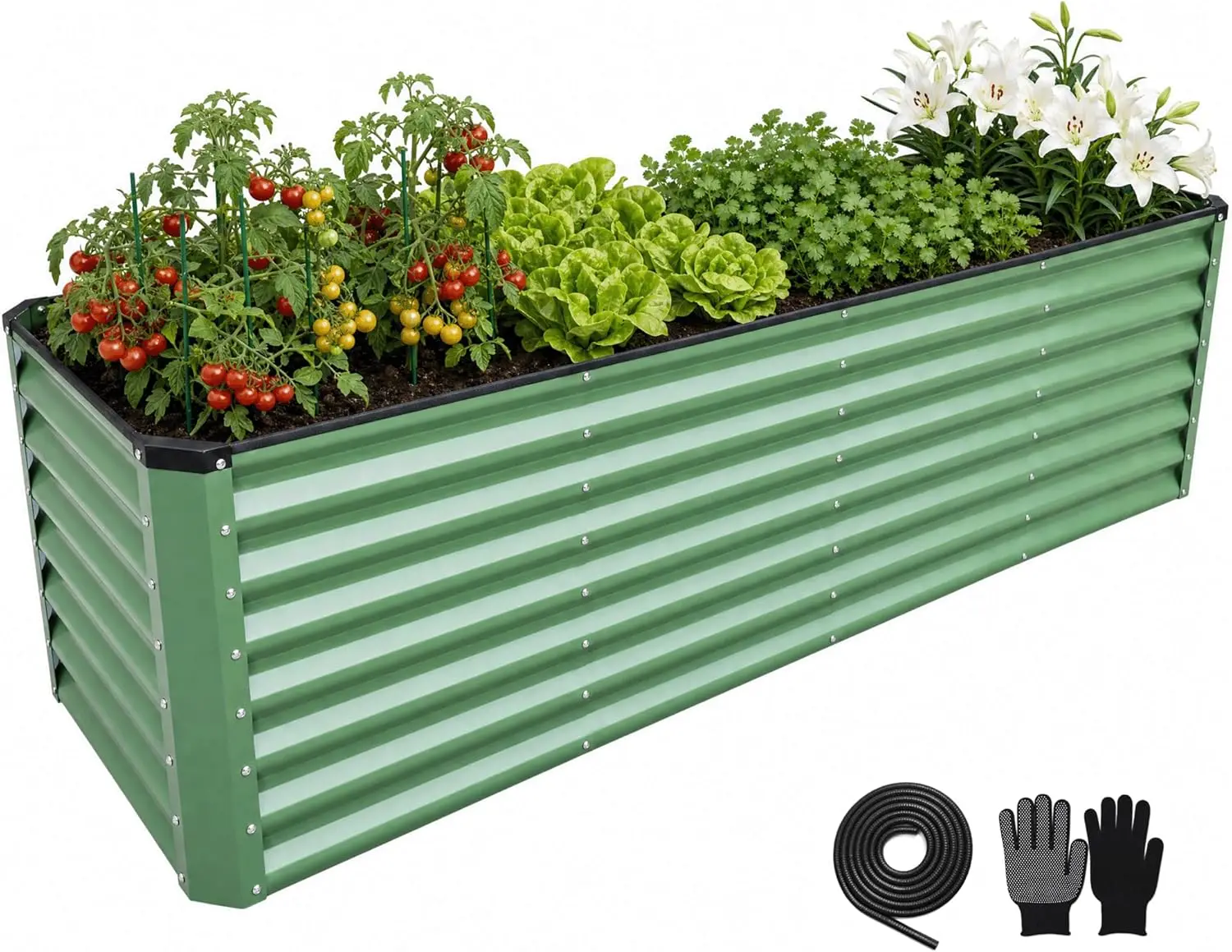 8x2x2FT Raised Garden Beds Outdoor, Planter Raised Beds for Gardening, Vegetables, Flowers,Large Metal Garden Box, Deep Plant Flower pots Outdoor (Green, 1Pack)