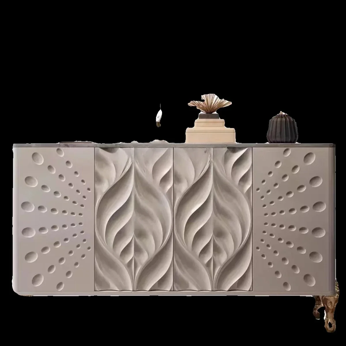 

Italian light luxury solid wood rock slab entrance, dining side cabinet shoes, simple living room decorative cabinet
