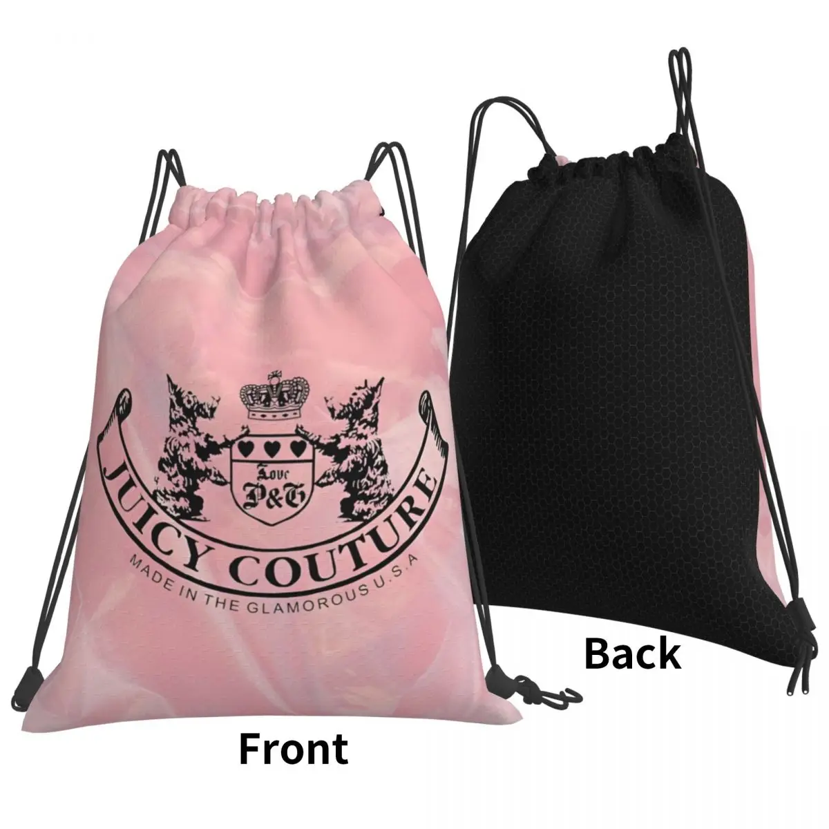 Juicy-Couture Portable Sports Bag Thicken Drawstring Belt Riding Backpack Gym Drawstring Shoes Bag Clothes Backpacks