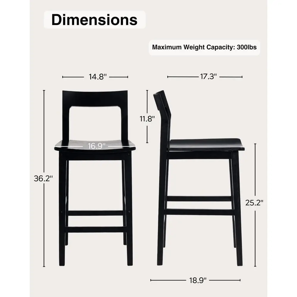 

Wood Barstools Set of 4, Counter Height Bar Stools Armless Farmhouse Wooden Bar Dining Chairs with Back amp Footrest for Kitche