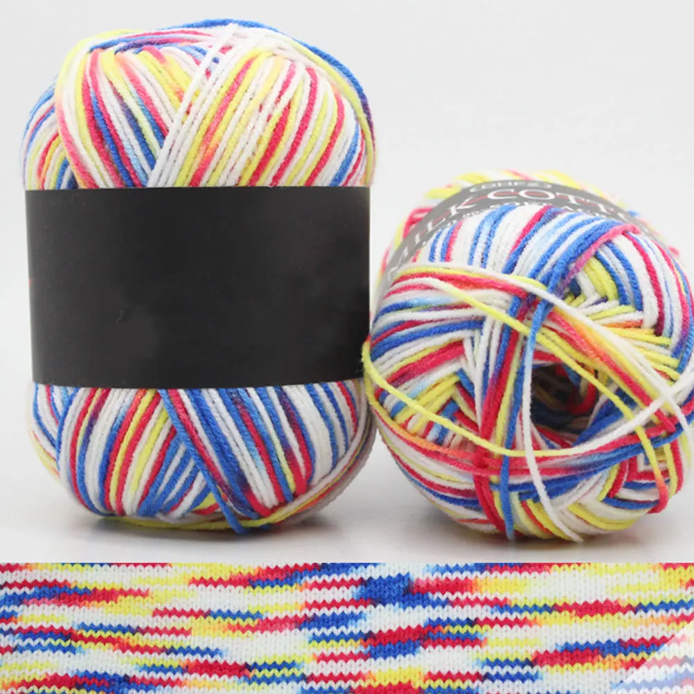 

5pcs Multicolor Gradient Cotton 3-Ply Soft Knitting Crochet Yarn For Diy Sweaters Hats Blankets Christmas Gifts Craft Supplies