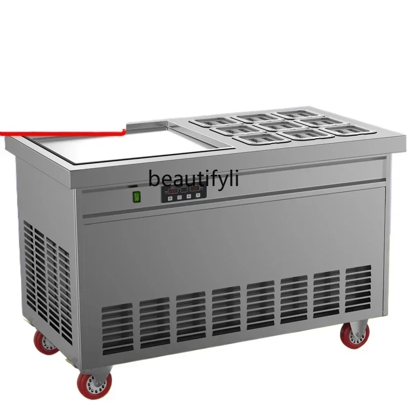 Hot sales  Intelligent temperature control square pot round pot, fried yogurt machine with stainless steel bucket fried ice crea