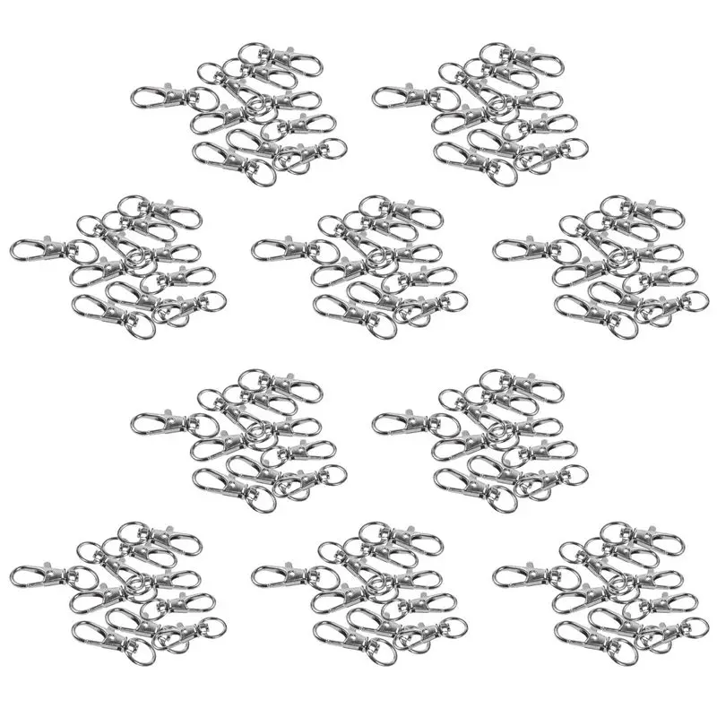 100Pcs Metal Clasp Swivel Trigger Clips Snap Hooks Key Ring Bags DIY Craft Silver-AT36