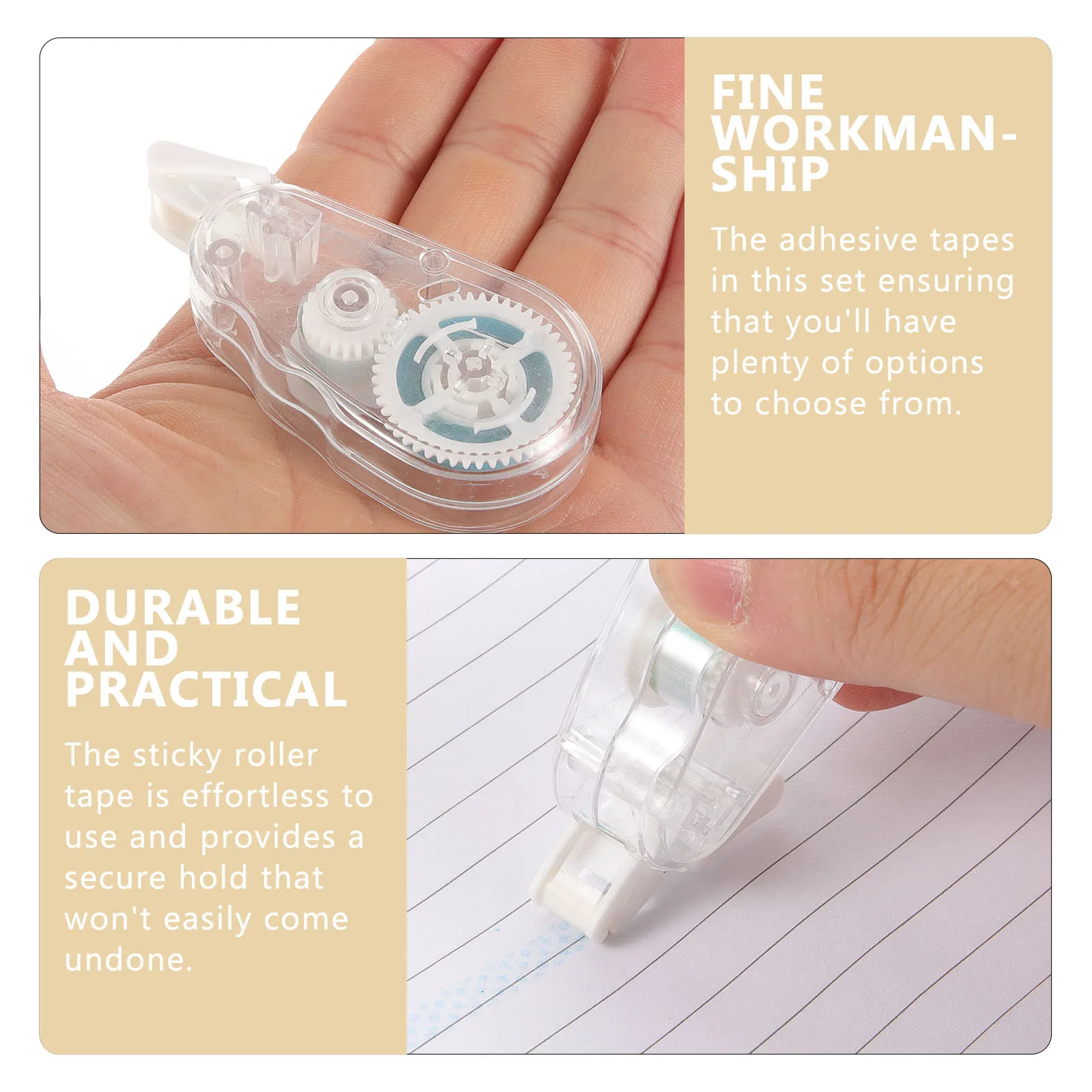 

4pcs Craft Tape Adhesive Roller Glue Tape Roller Permanent Double Sided For Scrapbooking Journaling Diy Projects Thin Clear