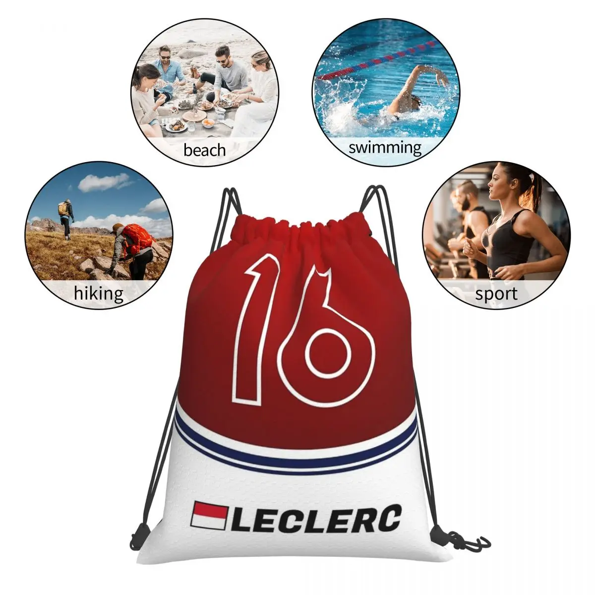 F1 2018 - # 16 حقيبة ظهر من Leclerc، حقائب ظهر عصرية محمولة برباط، حقيبة رياضية، حقائب كتب للطلاب والنساء