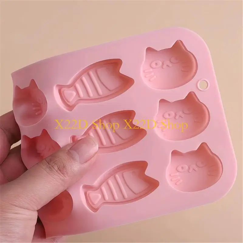 X22D Kitten And Fish Ice Tray Molds For Making Ice Cubes Chocolate Candies Cocktails