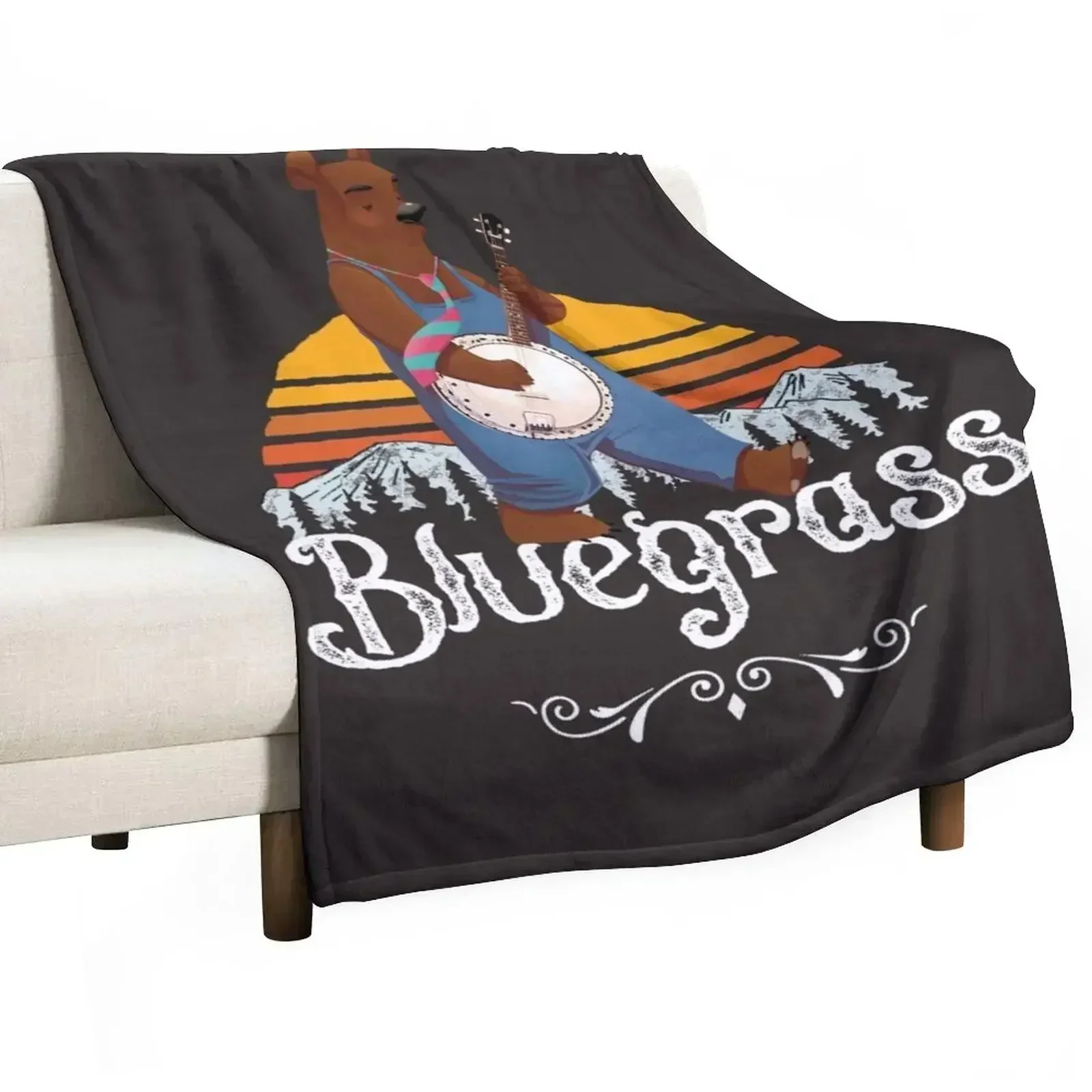 Bluegrass 5 String Banjo Gift Throw Blanket Cute Vintage Decorative Sofa Blankets