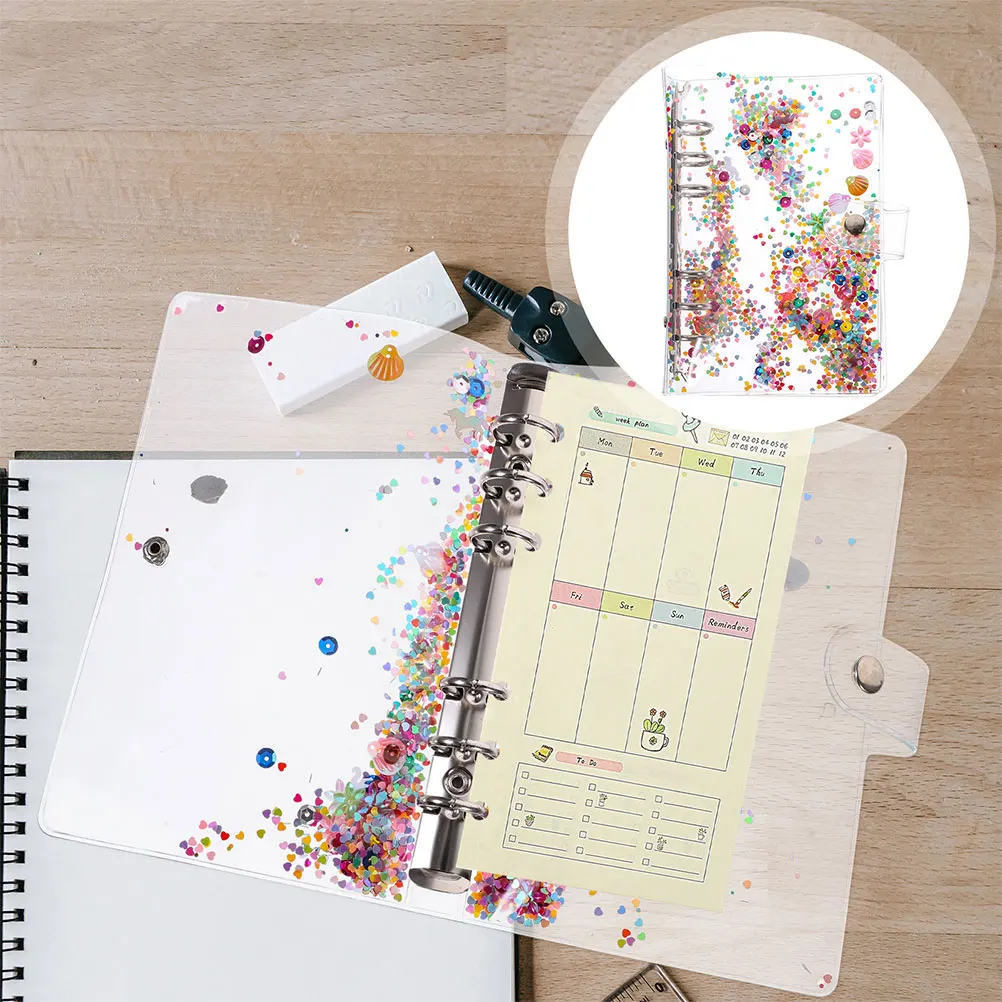 2 قطعة غطاء الموثق الترتر اللامع البلاستيك فضفاضة ورقة دفتر قذيفة للمدرسة مكتب الجمالية المفكرة حافظة منظم الملفات