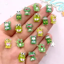 50pcs Mixed Resin Glitter Colorful Cute Green Frog Flatback Rhinestone Figurines Nail Art DIY Party Scrapbook Accessories Crafts