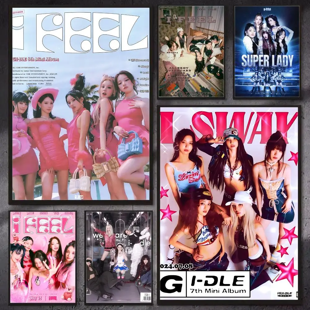 K-Pop Girl Group I-I-DLE-E Poster HD Wall Art Print, Self-adhesive Poster Sticker, Aesthetic Home Decor