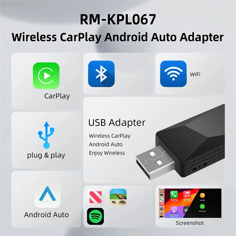 Carplay اللاسلكي Android Auto Box 2In1 السلكية Towireless Dongle التوصيل والتشغيل صندوق ذكي صغير Carplay Android AUTO محول
