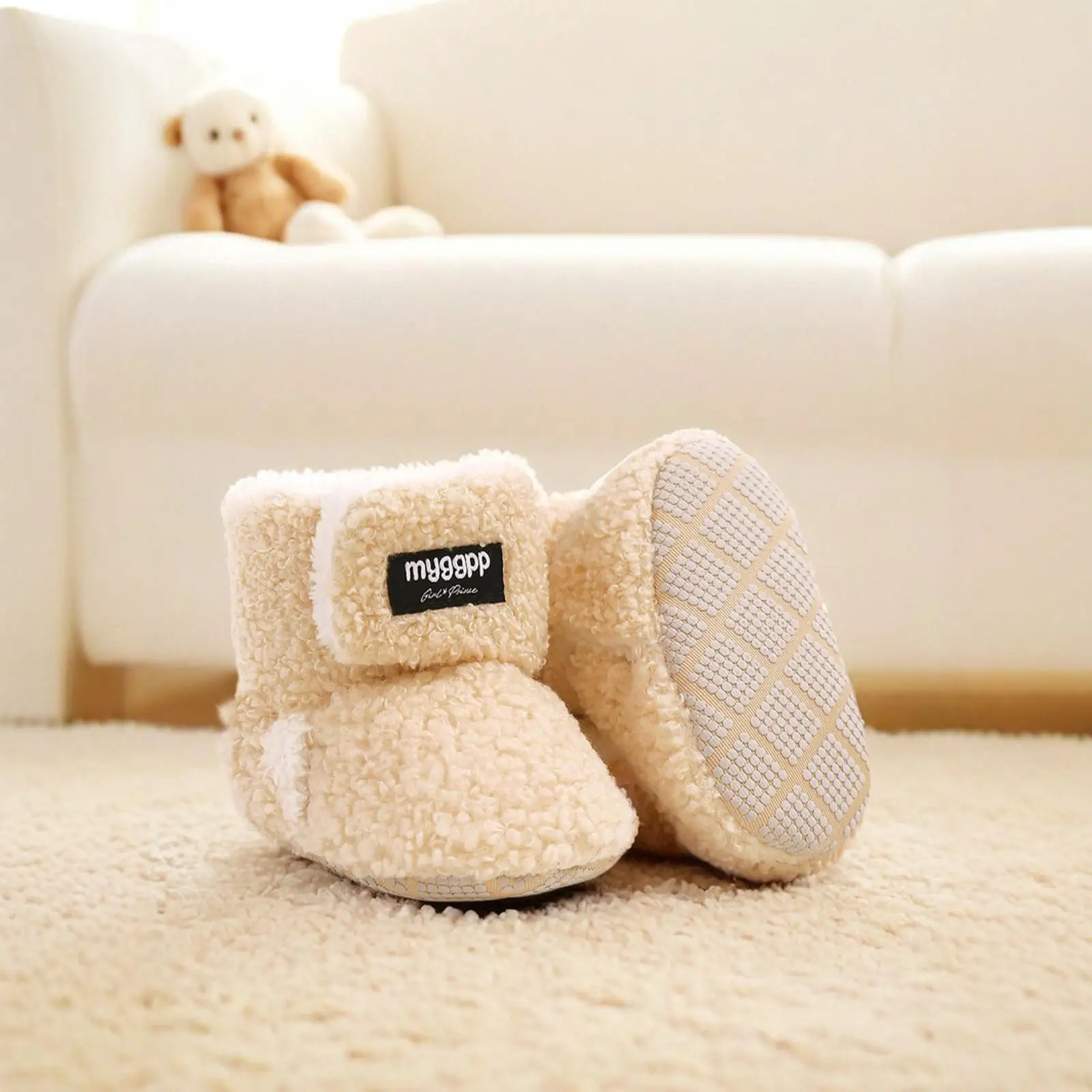 أحذية شتوية للرضع والأطفال الصغار - أحذية قماشية لطيفة لمنتصف الساق مع مقدمة مستديرة، طراز بريبي، لون خالص، ديسي مستوحى من الطراز العتيق #4