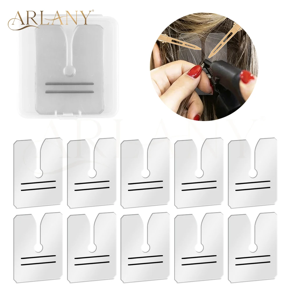 

ARLANY 10 шт./упак. Акриловые защитные пластины для термозаплавки K-Tip, прозрачные защитные накладки для инструментов для наращивания волос с футляром для хранения