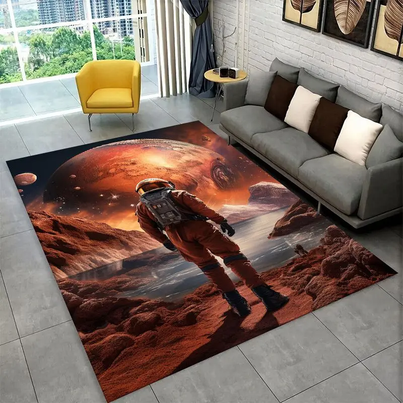 Cartoon Astronaut Spaceman Planet Large Area Rug Non-slip Carpet for Bedroom Living Room Sofa Doormat Home Decor Floor Mat Gift