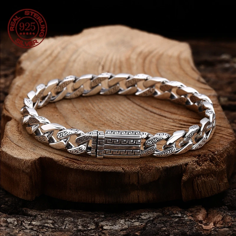 Factory Price S925 Sterling Silver Circular Bracelets For Men And Women Punk Retro Cuban Bracelets Creative Jewelry