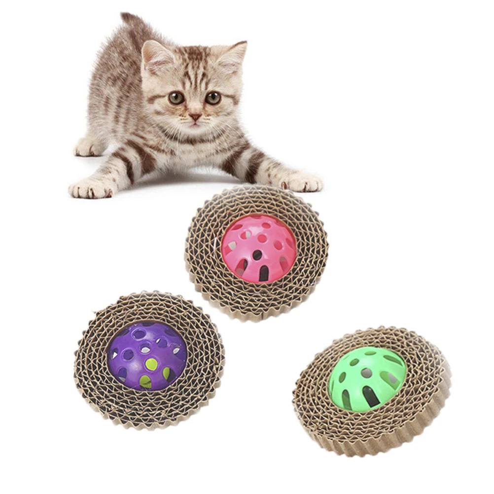 

5 Pcs Board Plastic Corrugated Toys Stress Relief Mood Teaser Bell Scratching Claw Grinding Pet Cat Plaything