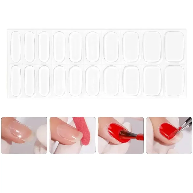 Transparent Semi Cured Gel Nail Strips Clear Nail Strengthening Gel Slider Long-Lasting Clear Crystal Gel Waterproof UV Stickers