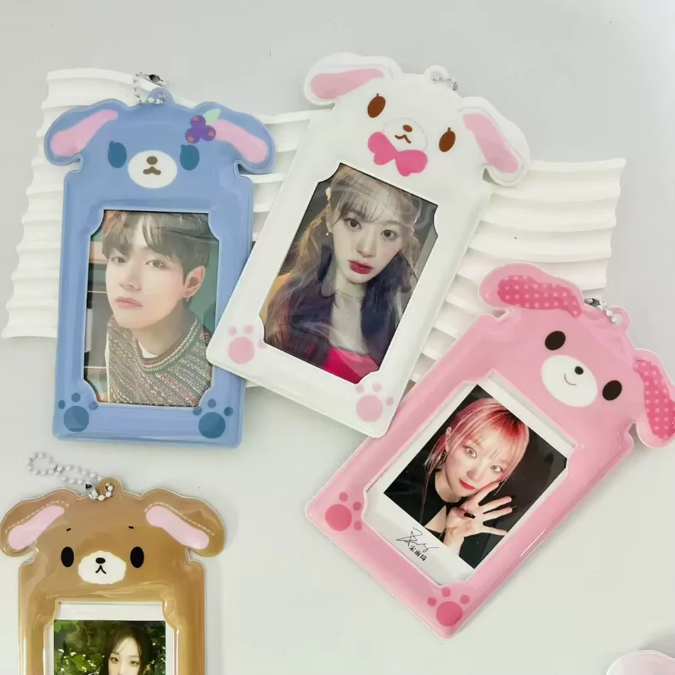 Cartoon Rabbit Photocard Holder Keychain Photo Card Holders 2.9x3.9 Inch ID Badge Holder Bus Card Credit ID Bank Card Holder